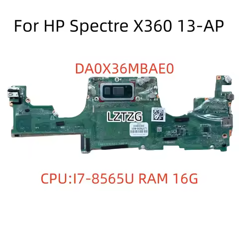 DA0X36MBAE0 For HP Spectre X360 13-AP Laptop Motherboard CPU I7-8565U UMA 16G L37638-601 100% Tested