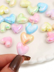 5 piezas de corazones acrílicos de 17 * 15 mm bañados en Mabei con cuentas de colores para hacer pulseras y collares de bricolaje, regalo para el Día de San Valentín