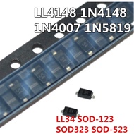 100 Pieces LL4148 LL34 1N4148 1N4148WS 1N4148WT T4 1N4007 1N4007W T7 A7 1N5819 1N5819WS S4 SOD123 SO