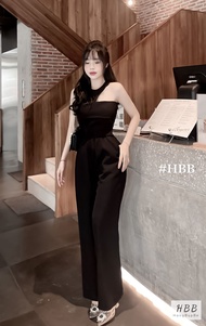 Jum cotton quần ống rộng sang chảnh hai màu đen và trắng jum cup ngực cổ yếm hàng cao cấp bán shop