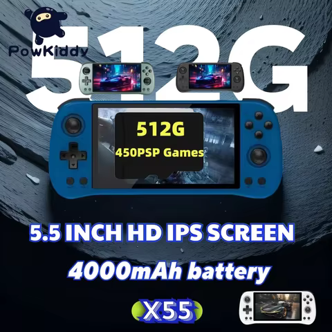 POWKIDDY X55 5.5 INCH Handheld Portable Video Game Consoles EE Linux System TV HDMI Retro Player 512