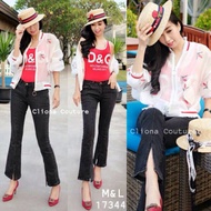 17344: Stretch Slit Jeans, Front Jeans, Skinny jeans, women's jeans, cutbray jeans, flare jeans,/ je