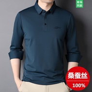 Erdos City Autumn Mulberry Silk Long-Sleeved Polo Shirt