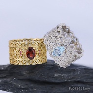 Handmade Ring Lace Sterling Silver Ready Stock Hollow Ring Retro Italian Brushed Natural Hot Sale Ge