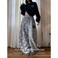 [All-over star print wide-leg pants]Women's Asymmetrical pants