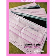 🖤💗Black Pink💗🖤Medicos 3 ply 4 ply color Surgical Face Mask + 50s Dettol wipes + cute mask holder