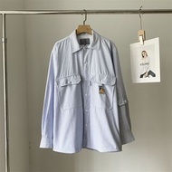 Carhartt✖️Invincible卡哈特聯名 SS23新款條紋寬鬆復古工裝口袋條紋長袖襯衫外套