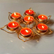 Seven-Star Plum Blossom Tea Light Candle Holders - Metal Tabletop Candle Stand, Lacquered Finish, Se