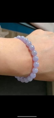 冰種翡翠天然翡翠A玉玉珠玉鏈手鏈 • 冰種紫羅蘭翡翠手串