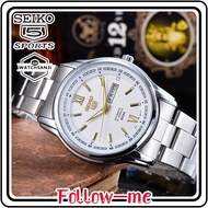 [In stock] Original Men Watches Seiko 5 21 Jewels Automatic Watch for Men Luminous waterproof Black dial calendar Silver Stainless steel strap