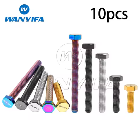Wanyifa Titanium Bolt M6 M8x10/15/20/25/30/35/40/45/50/55/60/65/70/75/80mm DIN933 External Hex Motor