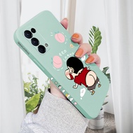 Hontinga Casing Case For OPPO Reno5 Reno 5 5G Case New Cartoon Crayon Shin-chan Design Case Square Original Liquid Soft Silicone Edge Pattern Case Full Cover Camera Protection Cases Back Phone Casing Softcase For Boys Girls
