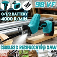 98VF Cordless Reciprocating Saw Portable Rechargeable with 1/2pc Li-ion Battery 4 Blades for Metal W