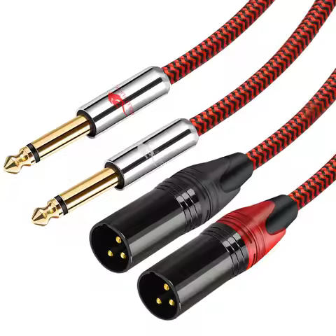 Premium Audio Cable Dual 6.35mm to Dual XLR for AMP Mixer Console 2*XLR to 2*1/4" Jack OFC Shielding