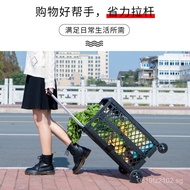Trolley Cart Portable Handcart Mesh Cart Grocery Basket Foldable Grocery Cart Large Capacity 7CFI