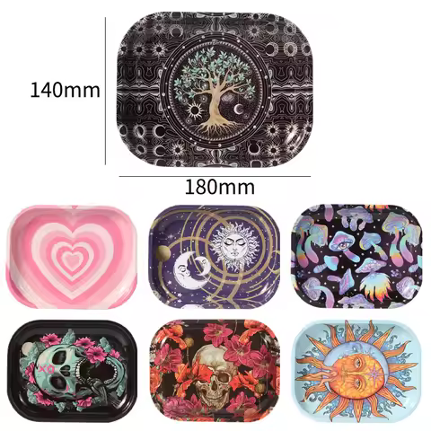 18*14cm Metal Tobacco Rolling Tray Cigarette smoking Accessories Dish Tin Storage Plate Small Roller