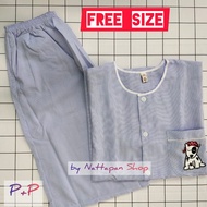 ชุดนอน P+P ผ้าชิโนริ Free Size เสื้อคอกลมผ่าหน้า แขนสั้น กางเกงขา 3 ส่วน(คลุมเข่า) ผ้านุ่ม ใส่สบาย by Nattapan Shop