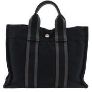 愛馬仕 Fourre Tout PM 手提包，帆布材質，黑色，A5 尺寸，按扣開合，男女通用 [二手]