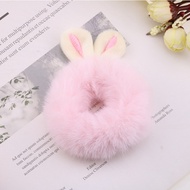 Ikat Rambut Anak Telinga Rabbit Bulu Halus Kunciran Wanita Kuping Kelinci Elastis Karet Berbulu Warn