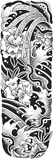 Best Friend Tattoos,Japanese Style Flower Waves,Flower Tattoos,Water-Resistant,Real Tattoo Look,Last