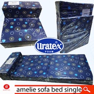 Single Size Amelie SOFA BED by Uratex Foam Pinag tabasan withTHROW PILLOW CASE (RANDOM DESIGN) CANADIAN COTTON