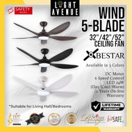 BESTAR Wind Ceiling Fan with LED Light And Remote Control 5 Blade 32"/42"/52"