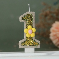 1 Nến sinh nhật hoa vàng, Trang trí mặt bánh, Trang trí bánh tráng miệng tinh tế, Trang trí tiệc, Nế