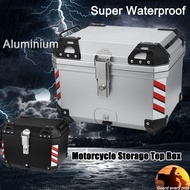 【Aluminium】45L Top Box Motorcycle Box Storage Top Box with Base and Lining Accessories Extra Trunk Kotak Motosikal