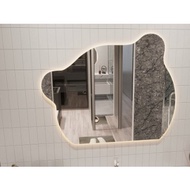 Bear-shaped wall mirror with smart touch led light, GUONG XINH wall-mounted makeup mirror