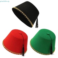 PIXELDEN​ Felt Fez Cap, Moroccan Hat Round Tarboosh Fez Hat, Costume Accessories Red Color Breathabl