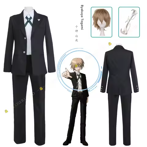 Danganronpa Byakuya Togami Cosplay Costume Party Black Suit Jacket Dangan Ronpa Men Uniform Shirt Pa
