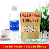 100 cái túi zip MIS size 14x20cm Túi giấy kraft vàng cửa sổ tràn viền túi zip giấy phủ CPP chống nướ