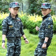 Ready Stock baju polis kanak lelaki Wear Children's Camouflage Uniform Suit Girls Boys Medium Big Casual Military Training P