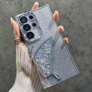 3D Glitter Butterfly Case for Samsung Galaxy S25 S24 S23 Plus Ultra FE A56 A36 A16 A06 A55 35 25 15 