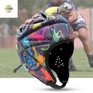 RADIV Soft Helmet, EVA Head Protector Rugby Helmet, Protective Adjustable Shockproof Football Headgu