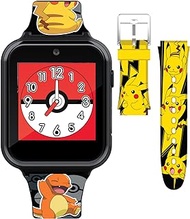 Accutime Kids Pokemon Educational Learning Smart Watch Toy with Interchangeable Straps for Boys, Girls, Toddlers - Selfie Cam, Learning Games, Alarm, Calculator (Model: POK40031AZ), Black, Smart Watch