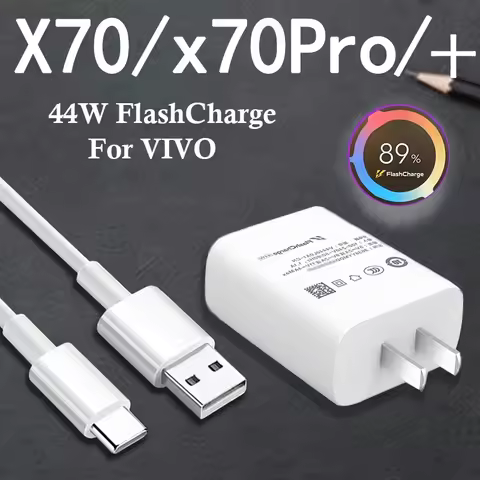 11V 4A FlashCharge2.0 Charger Vivo 44W Super Fast Charging Power Adapter 1M Type C Cable For VIVO X8