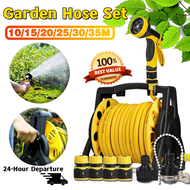 Garden Hose Reel 20m Heavy Duty Hose +Metal Water Gun Wall/Floor Mounted Hose Reel Cart and Hideaway