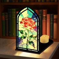 HLS Handcrafted Book Nook Decorative Book Nook Book Nook Suncatcher Stained Glass Candle Holder Wind
