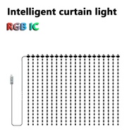 cod Smart LED Curtain Lights USB400 LED Dynamic Pattern DIY Curtain String Lights with App & Remote 