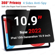 360° Privacy Screen Protector for iPad 10th Generation 10.9 Inch 2022 A2696/A2757/A2777 Anti-Spy Mat