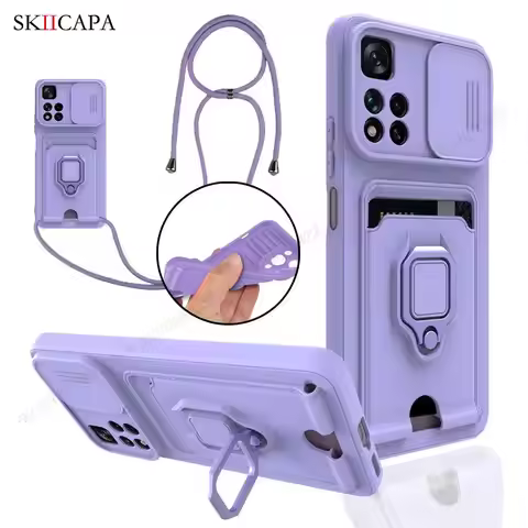 For Redmi Note 11 Pro 5G Crossbody Necklace Lanyard Slide Case For Redmi 10 POCO M4 Pro X5 X3 NFC Wa