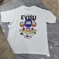 Evisu2024 Summer Short-Sleeved Casual Street Wear ins All-Match New Style Dharma Printed Round Neck Men Women Half-Sleeved T-Shirt