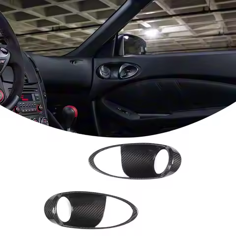 For Nissan 370Z Z34 / 400Z RZ34 2009-2020 2Pcs Real Dry Carbon Fiber Inner Door Handle Frame Cover T
