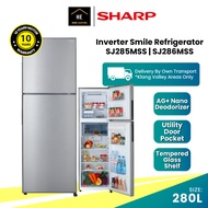 SHARP 280L 2 Door Smile Refrigerator Fridge SJ285MSS Peti Sejuk Peti Ais 冰箱
