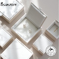BSUNSTORE Jewelry Packaging Box, Display Organizer White/Pink Jewelry Box, Elegant Satin Earring Org