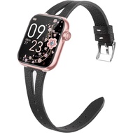 Compatible for AKUMAKA Smart Watch Bands, 22mm Slim Vintage Leather Strap Replacement Compatible wit