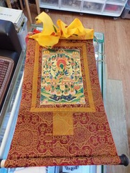 收藏品貼金箔21度母綠度母唐卡藏式21度母燙金唐卡掛畫雙層裝裱西藏織錦布藝佛像裝飾40×60cm唐卡