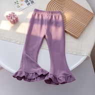 Little One - Celana panjang anak cutbray lebar ruffle warna ungu - LR2