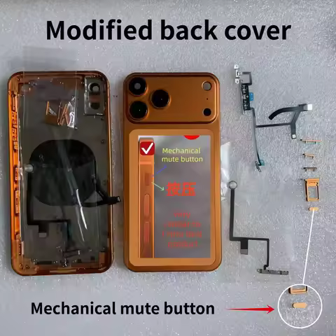 Modified Back Glass Battery Cover Mid Frame Housing For iPhone XR XS Max 11PM Convert to 17 Pro Max 
